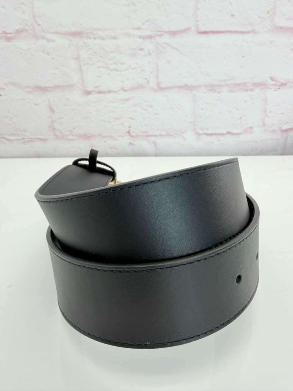Gucci 2015 Re Edition Wide Leather Belt Gg Double Marmont Black 400593 80/32 - Picture 3 of 10